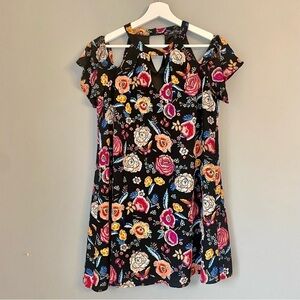 Love Reign Off-The-Shoulder, Cut-Out, Floral Mini Shift Dress